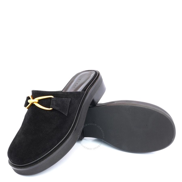 By Far Ladies Walker Black Suede Horsebit Clog Mules