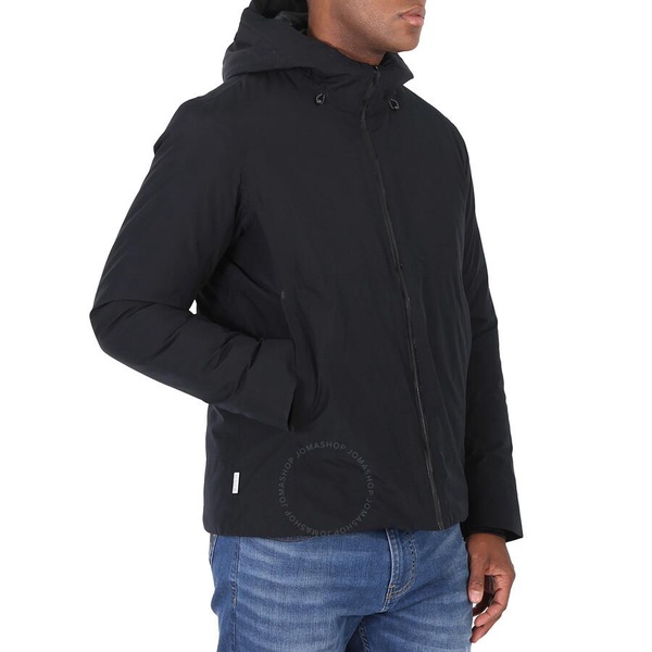 Save The Duck Men's Black Alvaro Logo-patch Hooded Padded Jacket