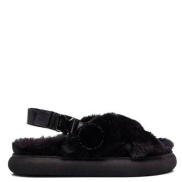 Moncler Solarisse Faux-Fur Slingback Flat Sandals