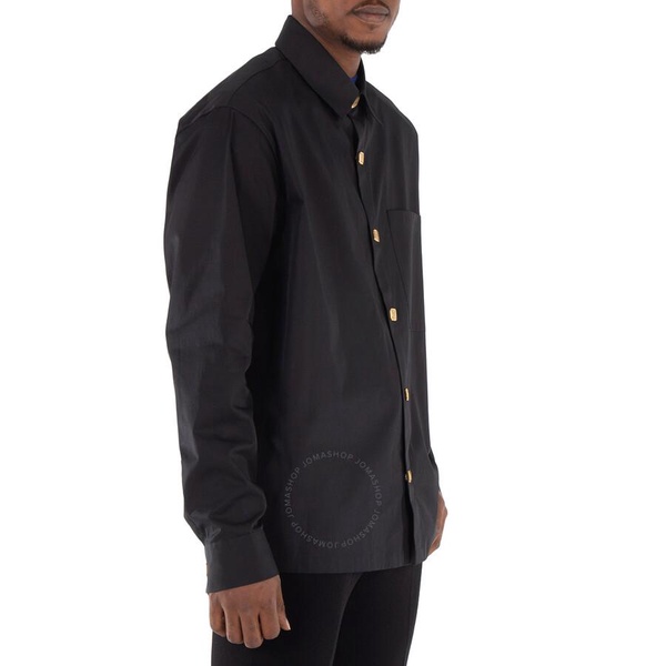 Balmain Men's Noir Monogram-Button Cotton Shirt