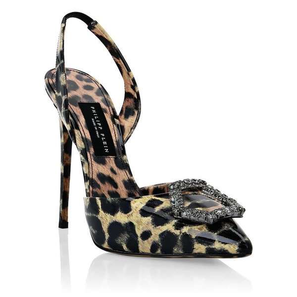 Philipp Plein Leopard Decollete Hi-Heels Slingbacks