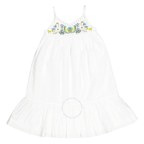 Bonpoint Girls Blanc Lait Anya Floral-Embroidered Cotton Dress