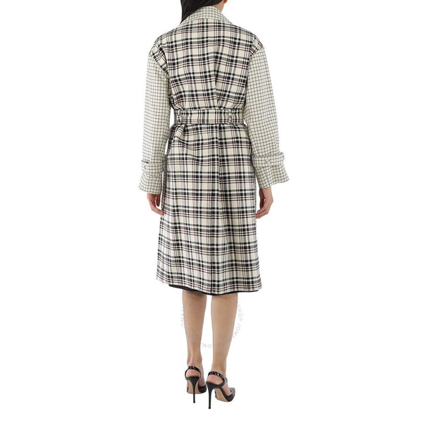 Proenza Schouler Ladies Windowpane Plaid Belted Trench Coat