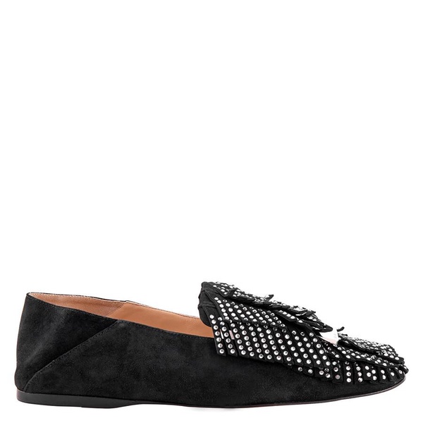 Sergio Rossi Ladies Crystal Embellished Fringed Loafers