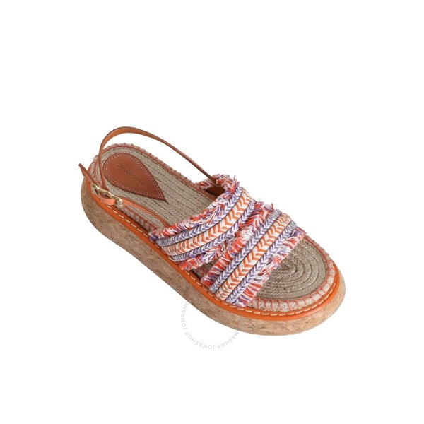 Zimmermann Ladies Orange Fringed Braided Espadrille Sandals