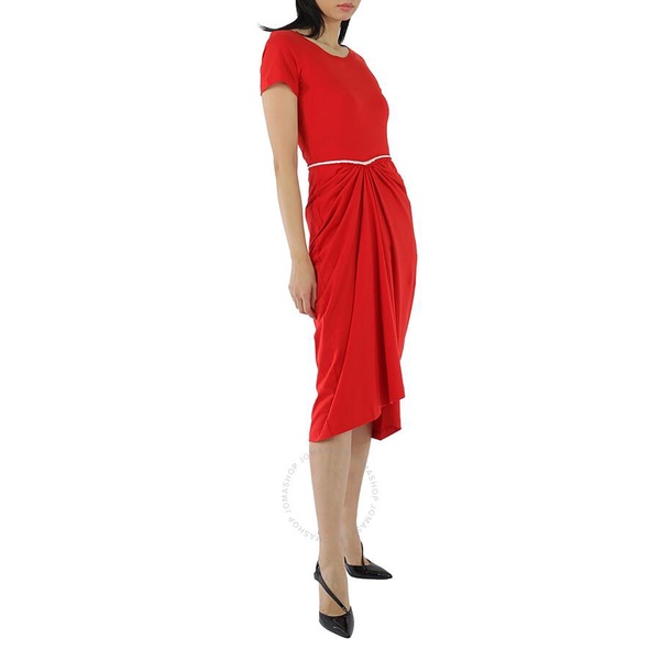 Marni Ladies Ruched Cut-Out Round Neck Midi Dress