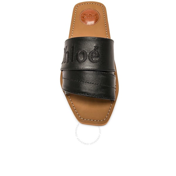 Chole Woody Leather Flat Mules