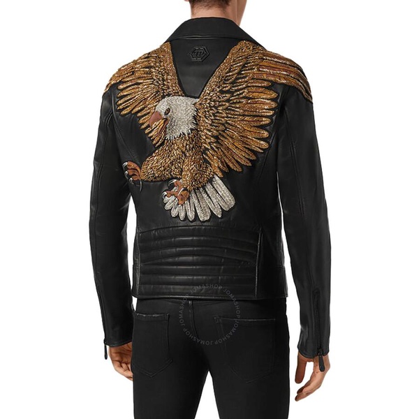 Philipp Plein Golden Eagle Embroidered Leather Jacket