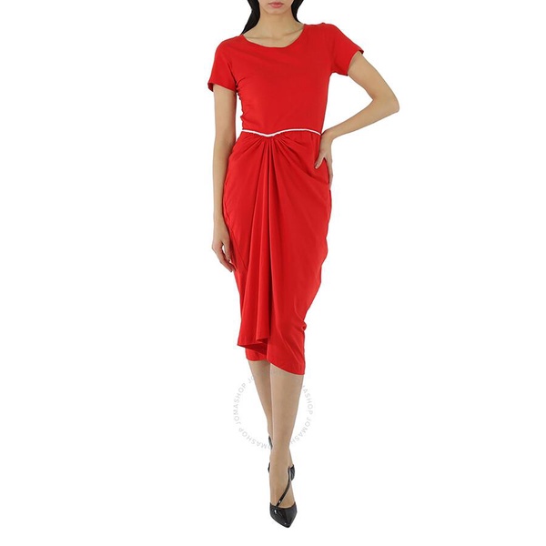 Marni Ladies Ruched Cut-Out Round Neck Midi Dress