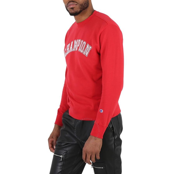 Champion Bright Red French Terry Varsity Crewneck Sweatshirt