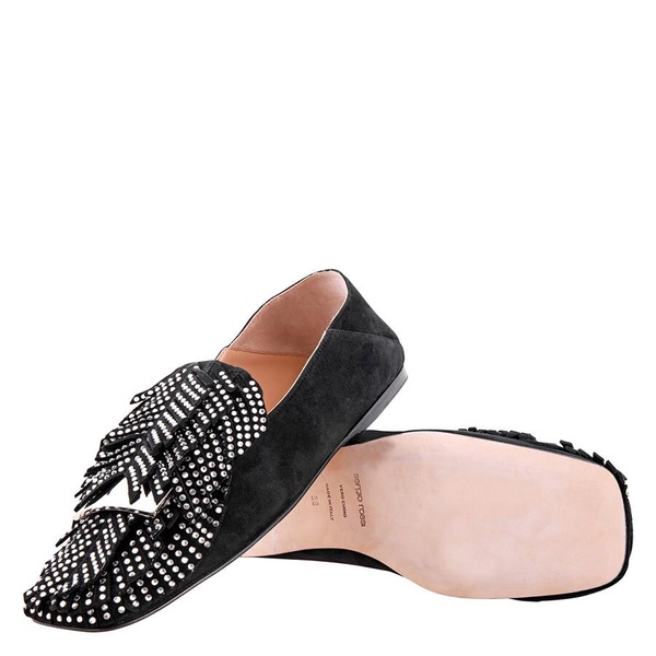 Sergio Rossi Ladies Crystal Embellished Fringed Loafers