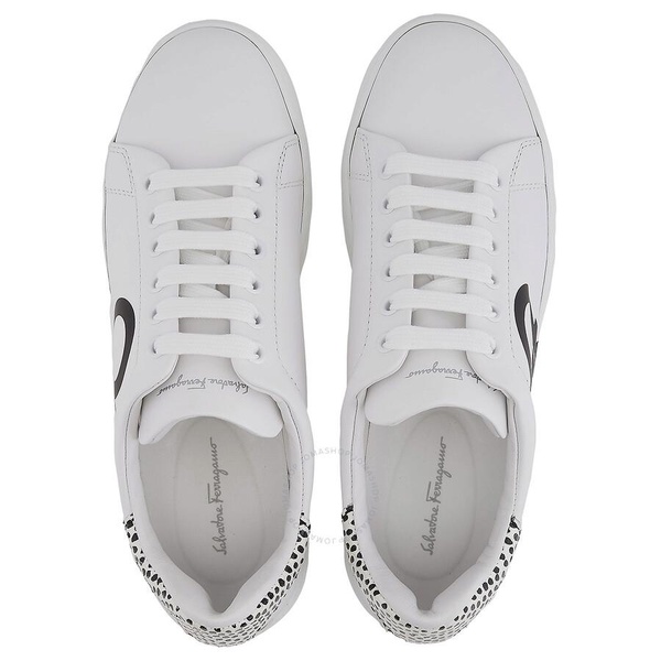 Salvatore Ferragamo Ladies White Leather Gancini Sneakers