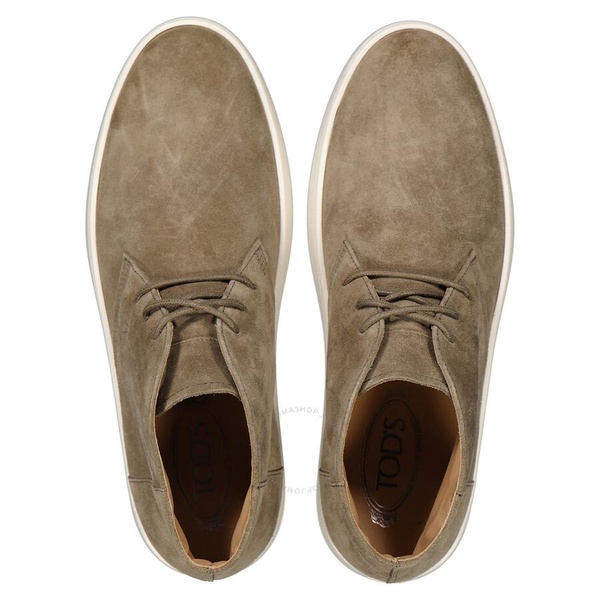 Tods Men's Peat Suede Desert Boots With Box Rubber Sole