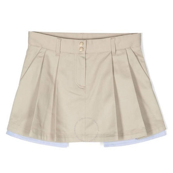 Moncler Kids Box Pleat Gabardine Mini Skirt