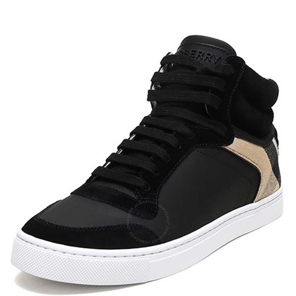 Burberry Men's Leather, Suede And House Check High-Top Sneakers