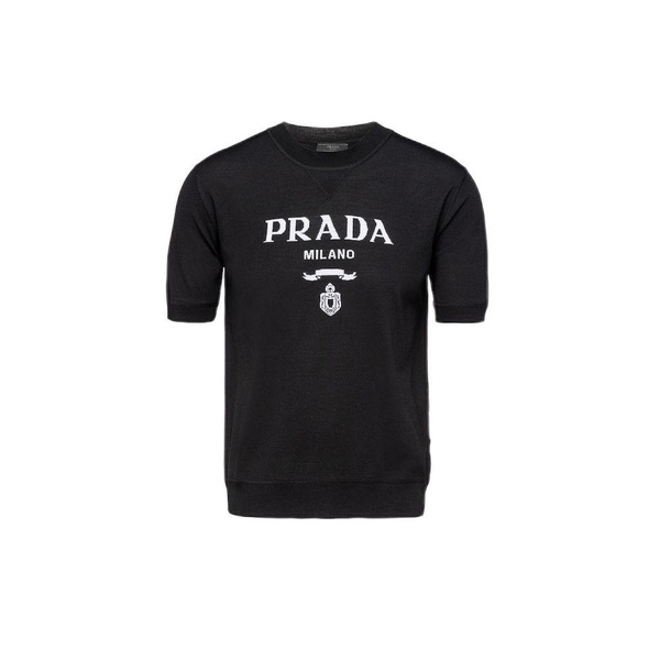 PRADA Men's Superfine Wool Turtleneck T-Shirt in Nero for FW23