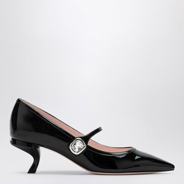 Roger Vivier Black Patent Leather Mary Jane Comma Necklines