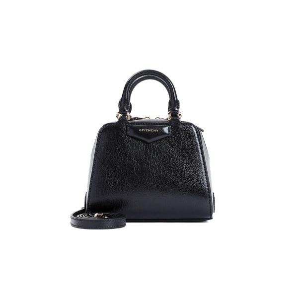 GIVENCHY Elegant Mini Top Handle Handbag in Black Buffalo Leather (6.5"x5.1"x3.9")