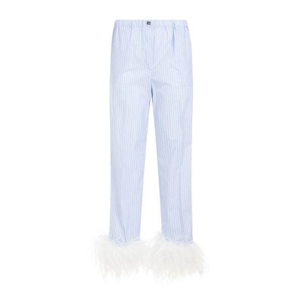 MIU MIU Women's Blue Cotton Pants - SS24 Collection