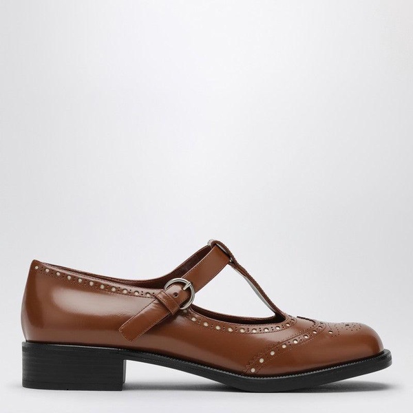 Miu Miu Brogue Shoe In Tobacco Brushed Leather Women