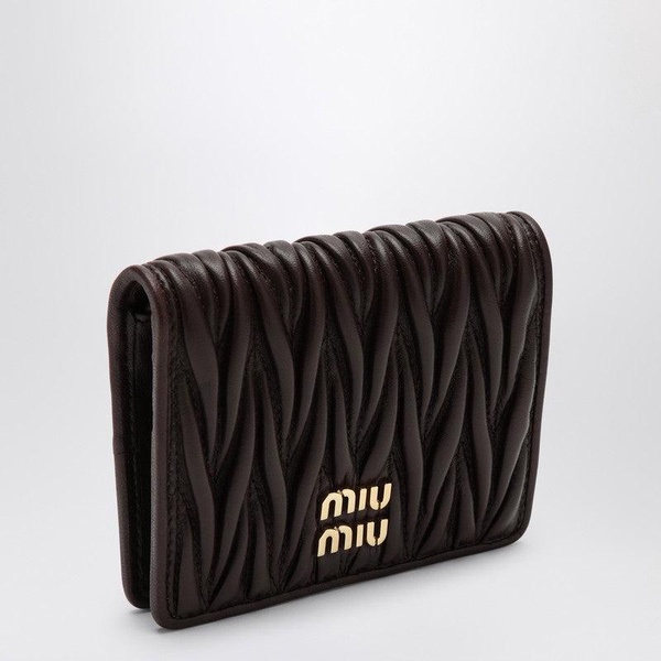 Miu Miu Brown Nappa Leather Matelassé Wallet Women