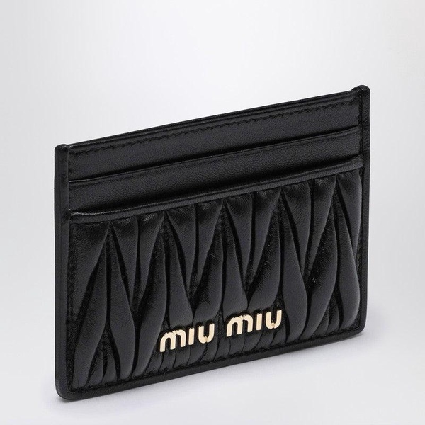 Miu Miu Black Matelassé Leather Cardholder Women