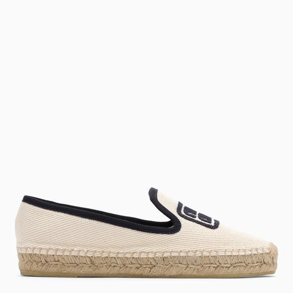 Miu Miu Ivory/Blue Espadrilles With Logo Embroidery Women