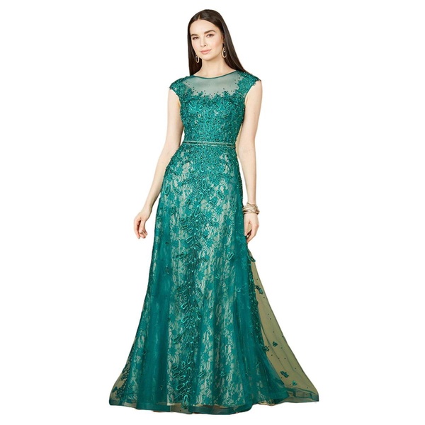 Women's Inspired Lace Gown with Cap Sleeves