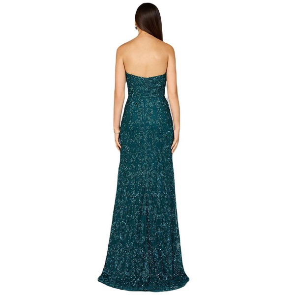 Women's Beaded Strapless Dress with Slit