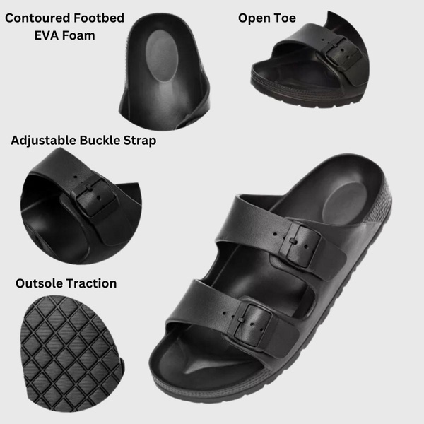 Men's Double Strap EVA Slide Sandals Sole Flat Casual Comfort Shoes