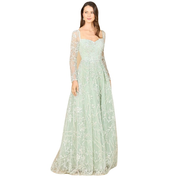 Women's Long Sleeve Beaded Lace Gown