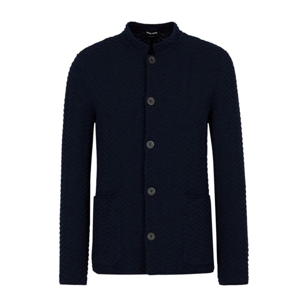 Blue Wool Blend Embroidered Jacket