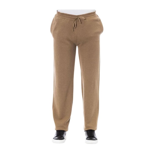 Beige Wool Drawstring Trousers