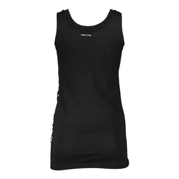 Black Cotton Tank Top with Logo Print