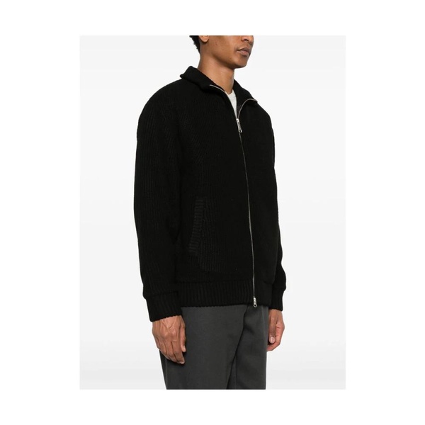 Black Knitted Zip-Up Jacket