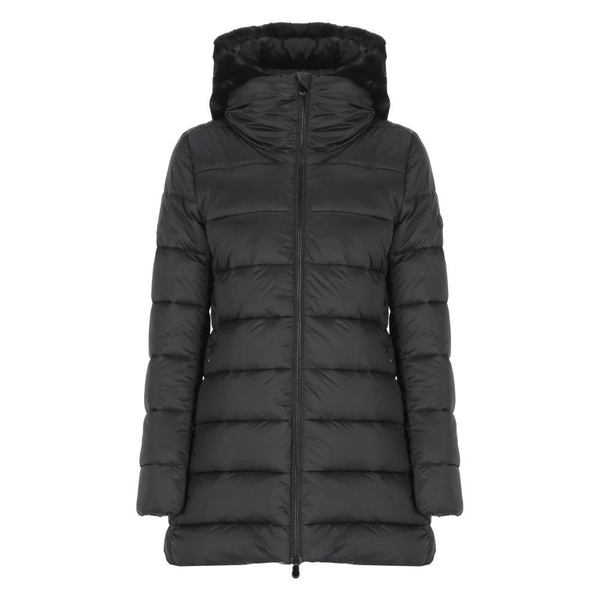 Black Padded Jacket with Faux Fur Hood