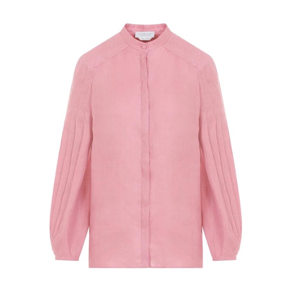 Pink Linen Blouse Korean Collar