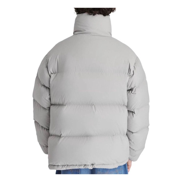 Grey Puffer Jacket with Zip Closure