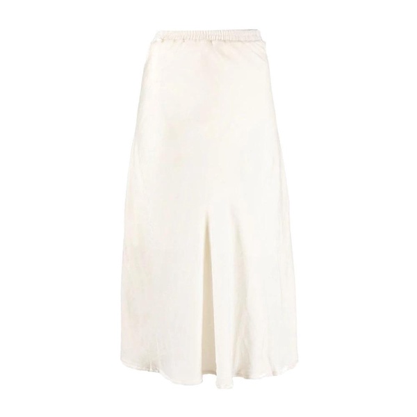 Light Grey Silk-Blend Skirt with Pleat Detailing