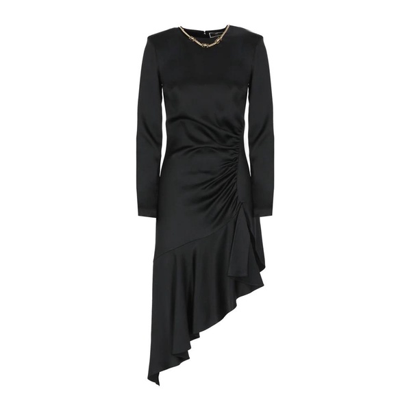 Black Crêpe Dress with Asymmetric Hem