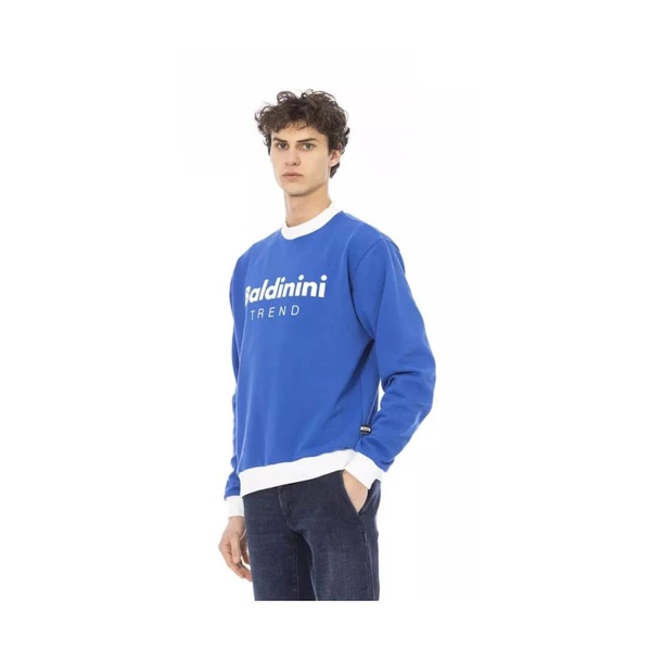 Blue Cotton Fleece Hoodie with Logo