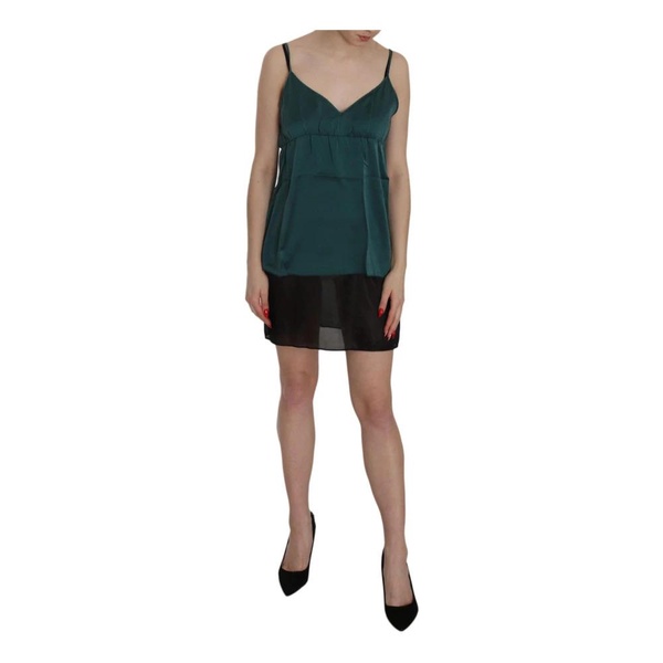 Green Silk Spaghetti Strap Mini Dress