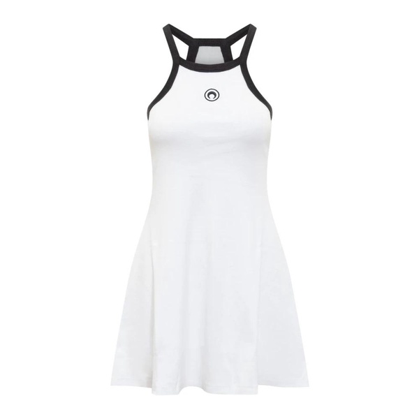 White Crescent Moon Embroidered Mini Dress