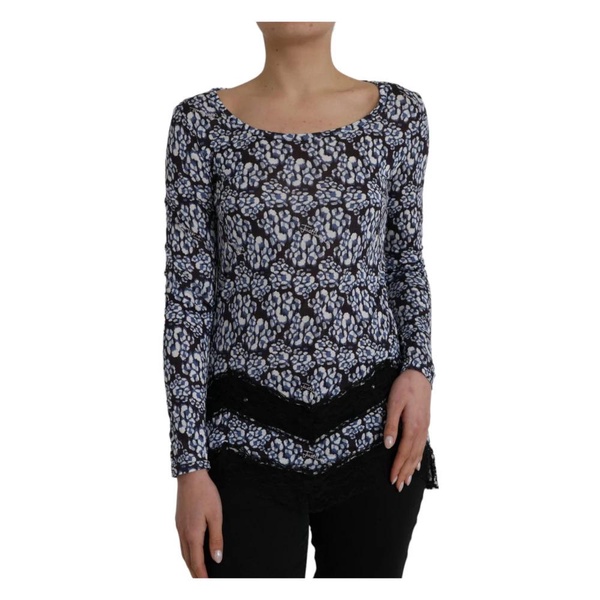 Blue Floral Lace Long Sleeve Top