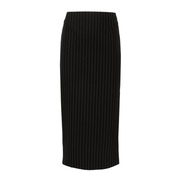 Black Pinstripe High-Waisted Skirt