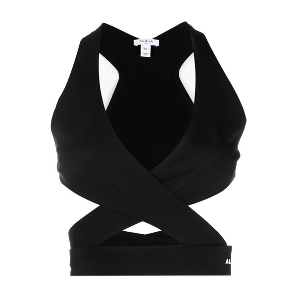 Crossover Sleeveless Crop Top from ALAIA Pre-Owned - Women's Black Top for FW23