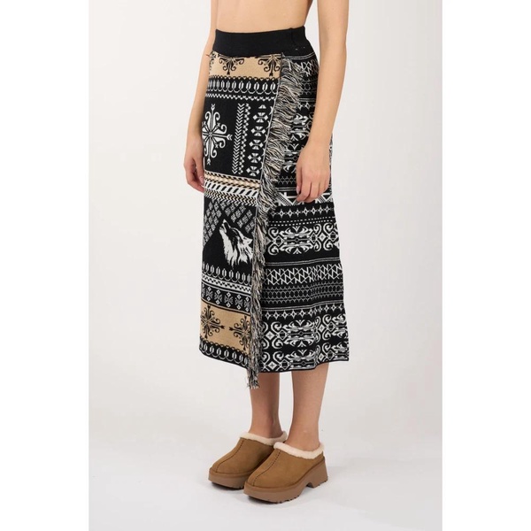 Merino Wool Jacquard Midi Skirt