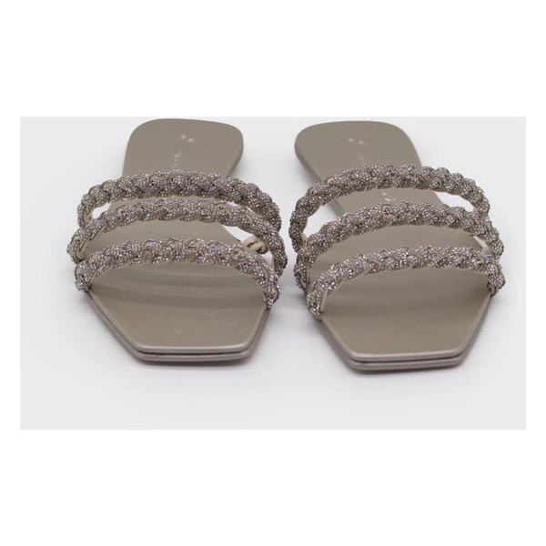 Stylish Women`s Flip Flops with Sparkling Straps and Square Toe