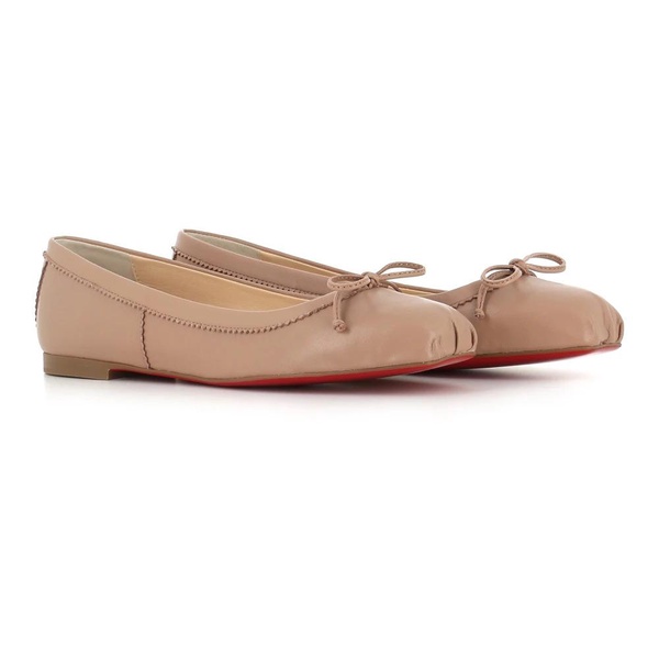 Nude Leather Ballerina Flats