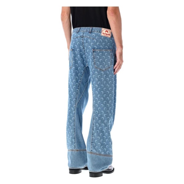 Light Blue Moon Laser Curved Jeans